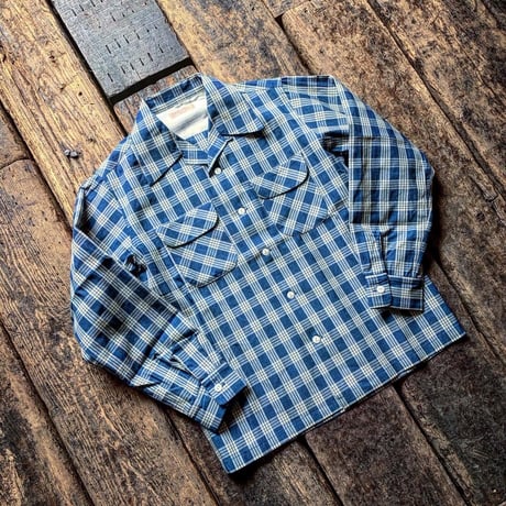 FULLCOUNT / INDIGO PALAKA CHECK OPEN COLLAR SHIRT