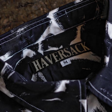 HAVERSACK／FLOWER PRINT TYPEWRITER SHIRT -NAVY-