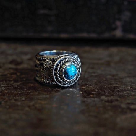 DUCKTAIL ／ Eagle & Feather Ring -Morenci Turquois-
