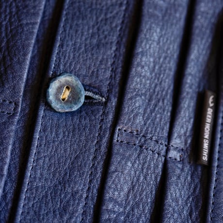 HBHS × DEERHORNSMITH'S /  TYPE-1 LEATHER JACKET "Ezo Deer Leather" -NATURAL INDIGO-