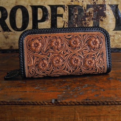 DEER HORN SMITH'S / SPECIAL DOUBLE ZIP WALLET "TAN x BLACK"