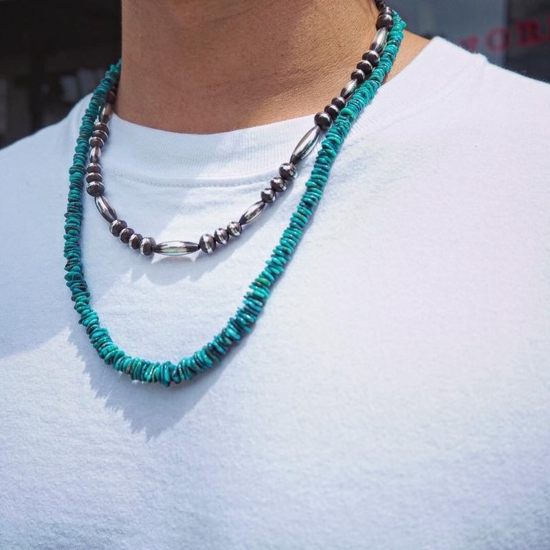 Navajo / Kingman Turquoise Necklace-80cm- （ラウンド...