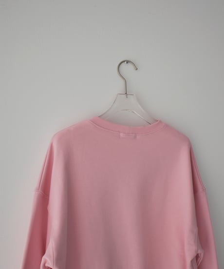 tops-02597　クロップド ワイド スウェット プルオーバー　ピンク