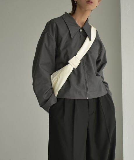 outer-02064　 ジップ ショート ジャケット　グレー　ブラック