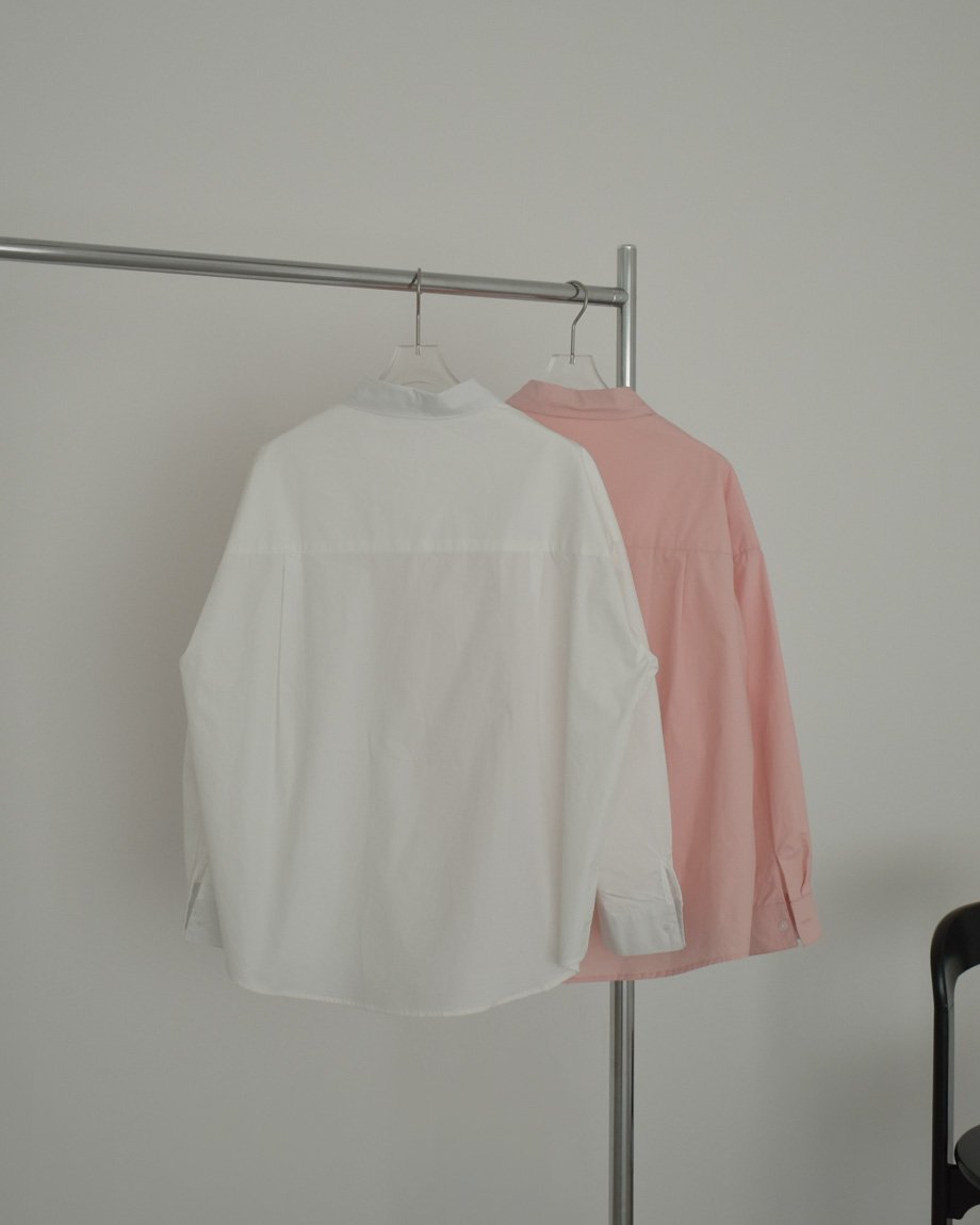 tops-02583 オーバーサイズ レギュラーシャツ ホワイト ピンク | L