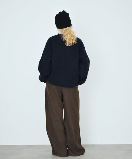 knit-02400　フロントポケット ジップ ニット カーディガン　アイボリー　グレー　ネイビー
