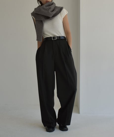 nh-knit-02230　モックネック フレンチスリーブニット　エクリュ　グレージュ　ブラック