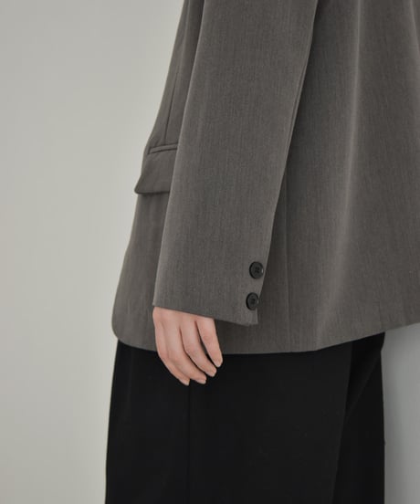 jacket-02027　ノーカラー ジャケット　グレー　ブラウン