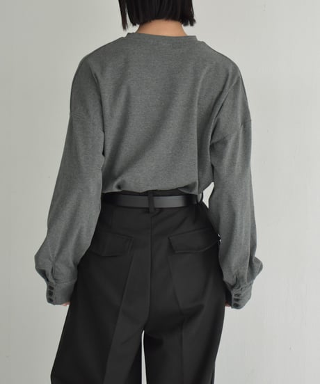 tops-02528　カフススリーブロングTシャツ　グレー
