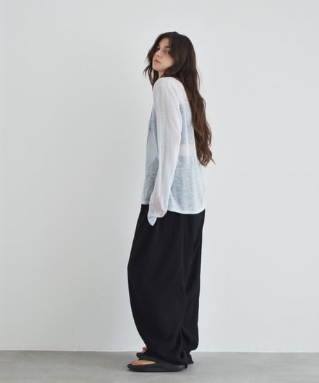 nh-knit-02379　キーネック シアー ルーズ ニット　アイスブルー　ネイビー　レッド