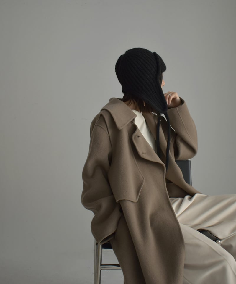 coat-02030 ウール トレンチコート リバー仕立て モカ | L coat-02030 ウール トレンチコート リバー仕立て モカ | L