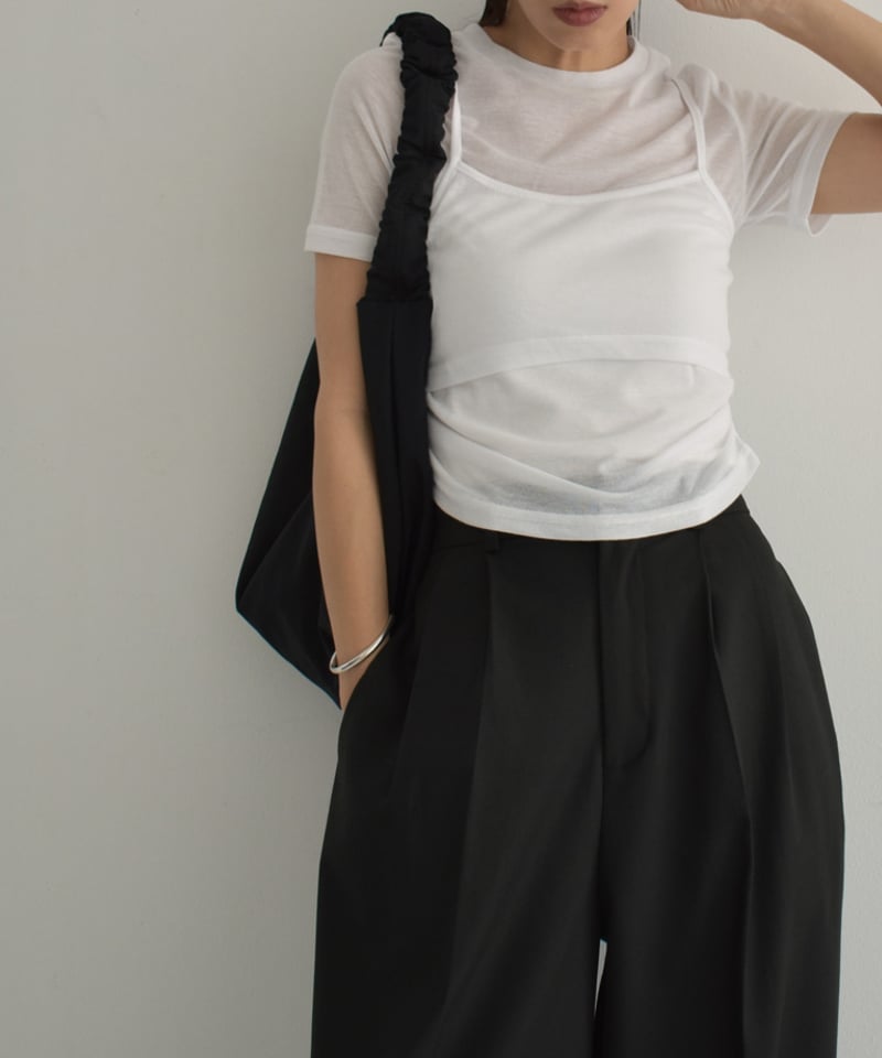 nh-tops-02487 シアー レイヤード トップス ホワイト ブラック | L a v
