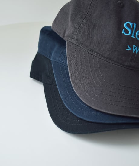 nh-cap-02066 　" Sleep>Work "　メッセージ キャップ　チャコール　ネイビー　ブラック