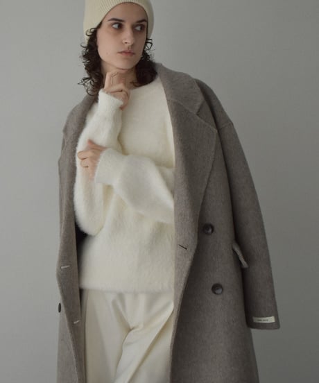 knit-02365　シャギーニット プルオーバー　オフホワイト　ベージュ　ブラウン