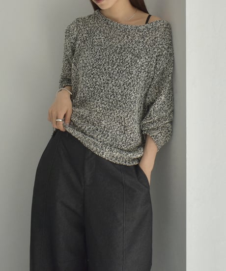 knit-02341　ローゲージ ルーズニット　エクリュ　ブラック