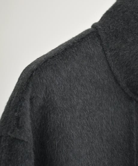 coat-02059　スタンドカラー ウール コート リバー仕立て　グレー　ダークグレー