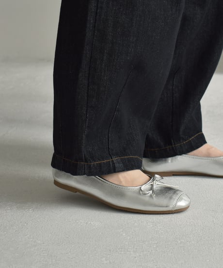 shoes-02172　フラットパンプス　シルバー　ブラック