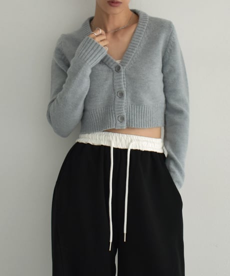 knit-02281　ショート カーディガン　グレー　ネイビー　ブラック