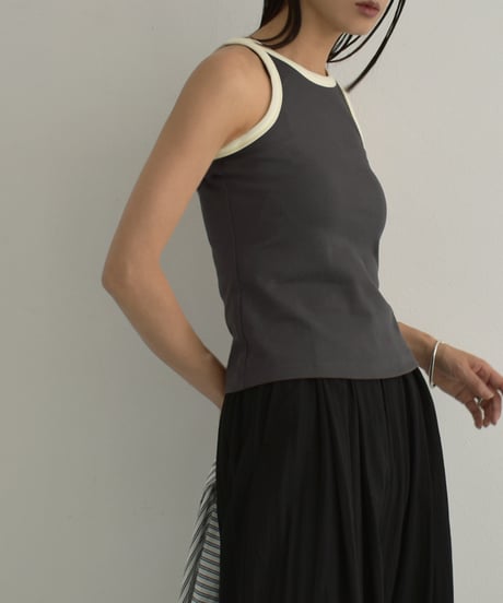 nh-tops-02481　バイカラー アメスリタンク　モカ　チャコール