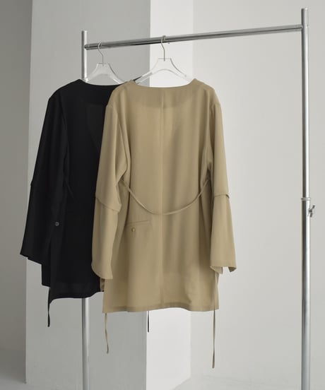 【STUDIO ENUL】jacket-14001　2way オーバーサイズ ジャケット　ベージュ　ブラック