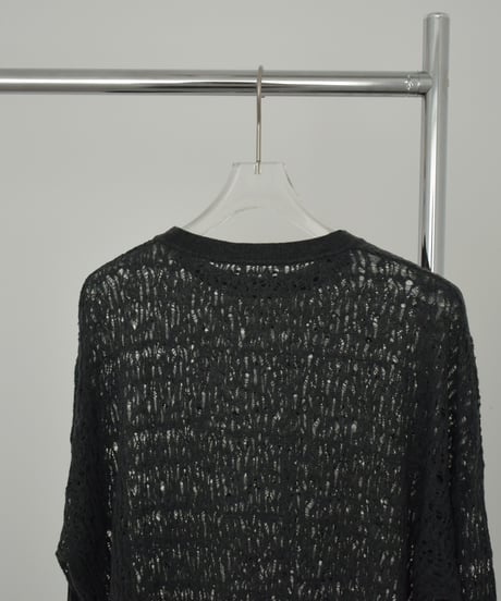 nh-knit-02374　レース ニット トップス　オフホワイト　チャコール