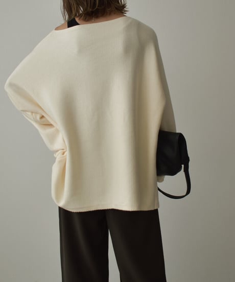 knit-02363　オーバーサイズ ボートネックニット　アイボリー　ブラック