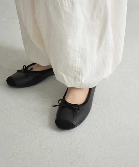 shoes-02172　フラットパンプス　シルバー　ブラック
