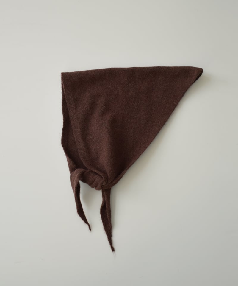 nh-scarf-02001 ウール混 ニットスカーフ オフホワイト ブラウン