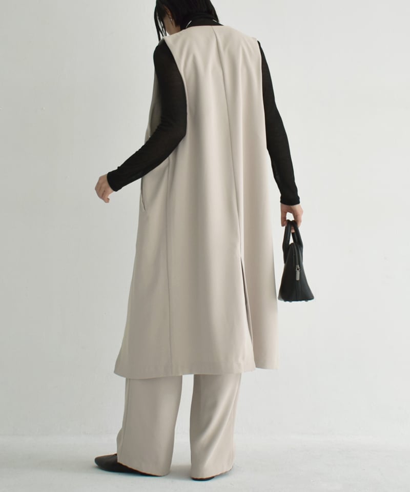 vest-07001 ロングジレ エクリュ ネイビー 《セットアップ可能》 | L