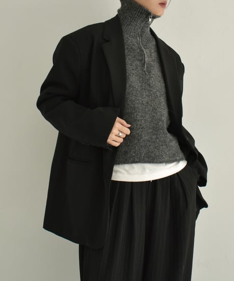 knit-02312　ハーフジップ ニット プルオーバー　グレー　ブラウン　ブラック