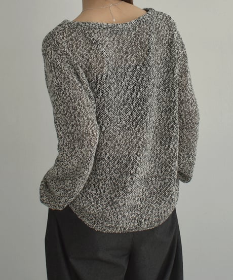 knit-02341　ローゲージ ルーズニット　エクリュ　ブラック