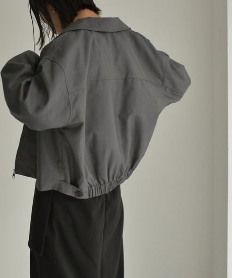 outer-02064　 ジップ ショート ジャケット　グレー　ブラック