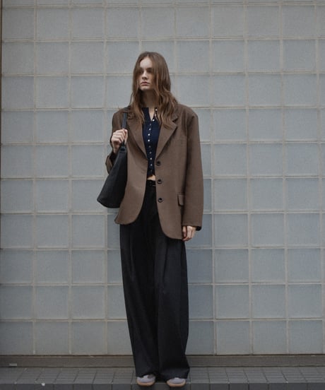 knit-02347　シェルボタン リブ ニット カーディガン　グレー　ネイビー