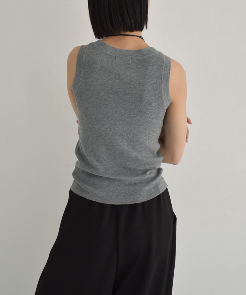 nh-knit-02325 ニット タンクトップ エクリュ グレー ブラック | L a v