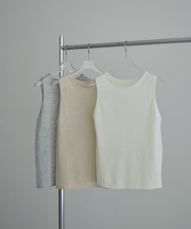 nh-knit-02385 リネン混 ノースリーブ ニット トップス エクリュ