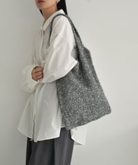 nh-bag2-02653　ラメニット トートバッグ　シルバー　ブラック