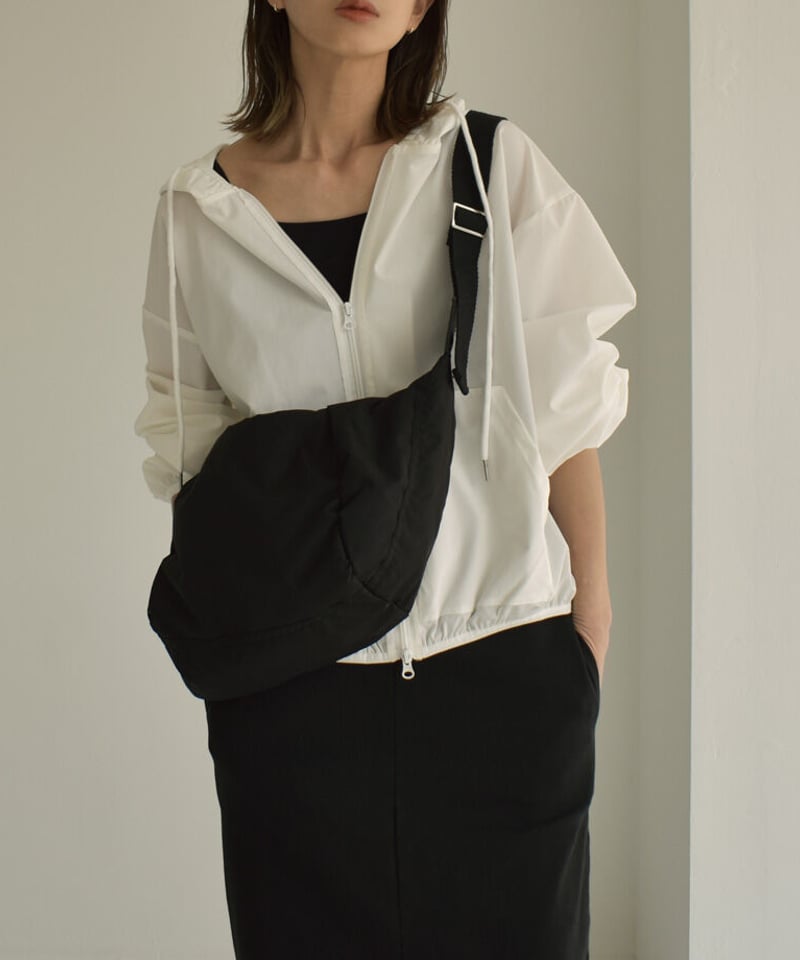 outer-02060 ナイロン ショートジップパーカー オフホワイト カーキ  