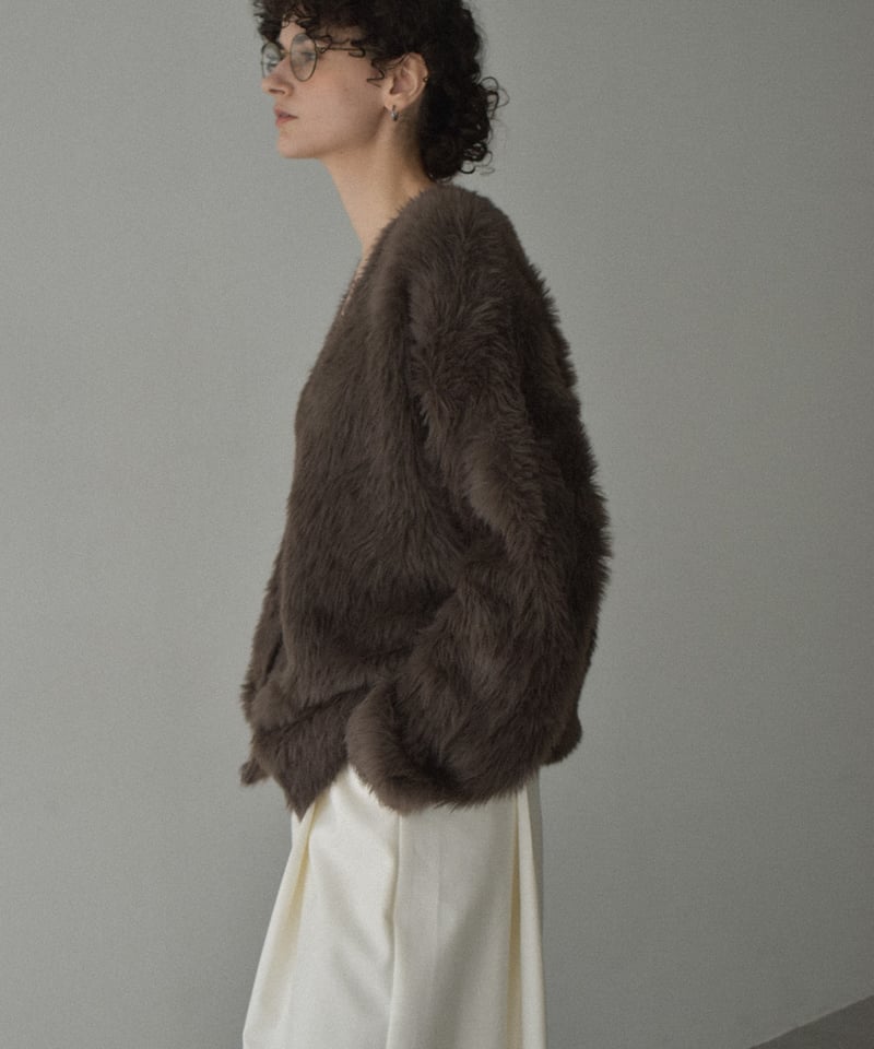 knit-02338 シャギー ニット カーディガン ブラウン | L a v i s h G