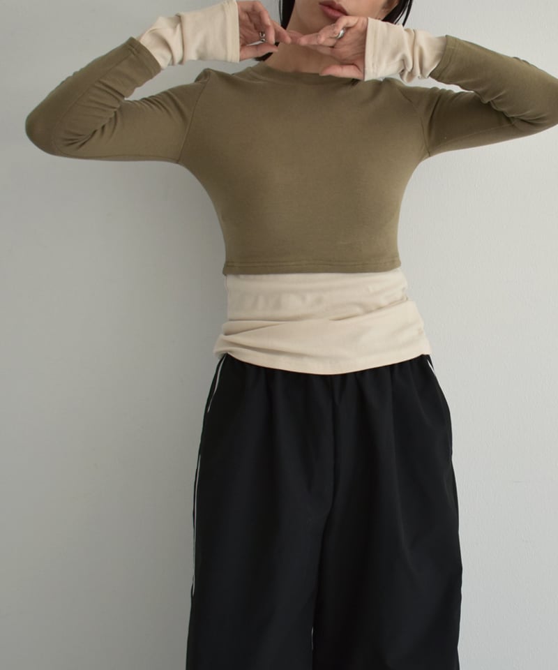 ゆ。pium 先行発売品 バイカラーレイヤードトップス バイカラーレイヤードニットトップス – pium