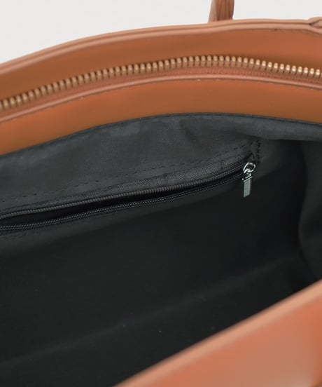 bag2-02670　フェイクレザー トート バッグ　キャメル　ブラウン　ブラック