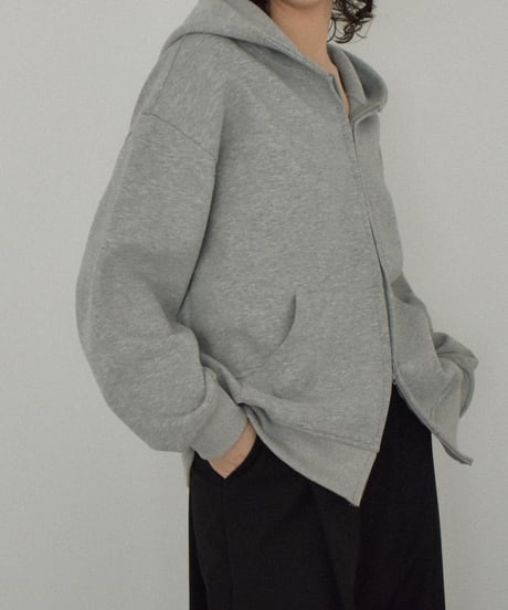 tops-02570　ダブルジップ フーディ　ブラック　グレー　カーキベージュ