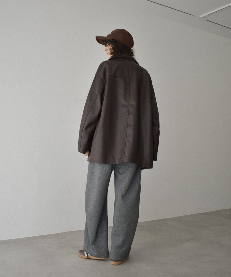 jacket-02026 フェイクレザー カーコート ブラウン ブラック | L a v i