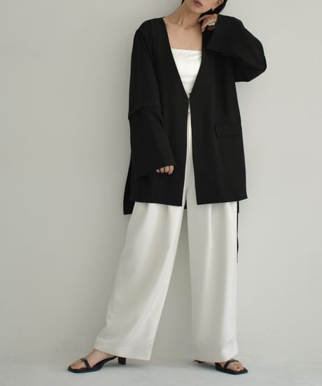 【STUDIO ENUL】jacket-14001　2way オーバーサイズ ジャケット　ベージュ　ブラック