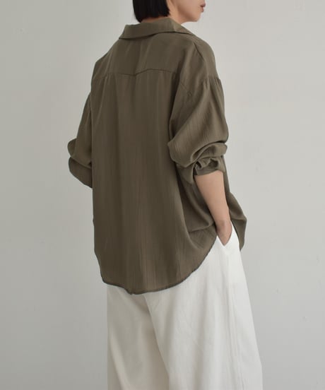 tops-02546　エンボス加工 ルーズ シャツ　エクリュ　ベージュ　モカ