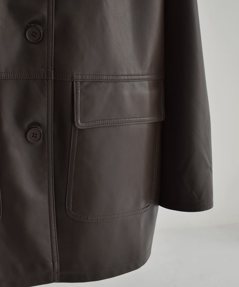 jacket-02026 フェイクレザー カーコート ブラウン ブラック | L a v i