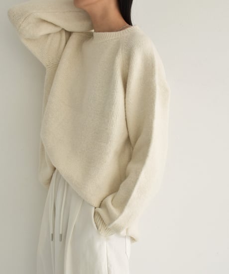 knit-02288　クルーネック ニット プルオーバー　エクリュ　グレー　ダークグレー