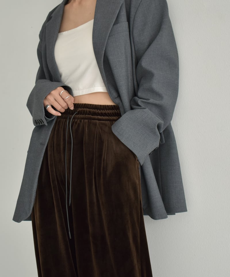 bottoms-02247 リラックス ベロア パンツ ネイビー ブラウン ブラック