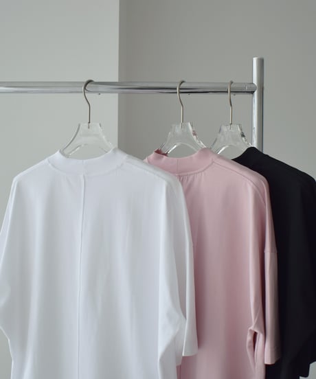 nh-tops-02604　ハーフスリーブ ボックス Tシャツ　ホワイト　ピンク　ブラック