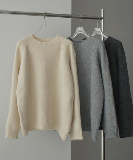 knit-02288　クルーネック ニット プルオーバー　エクリュ　グレー　ダークグレー