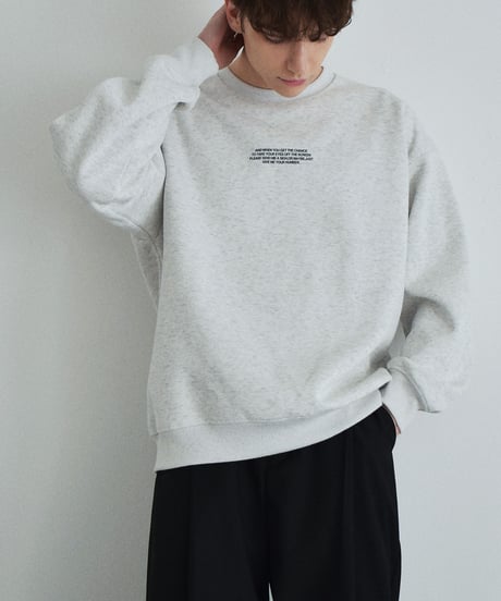 【UNISEX】 tops-02589　"AND WHEN YOU..."  ロゴ プルオーバー　オートミール　ブラック